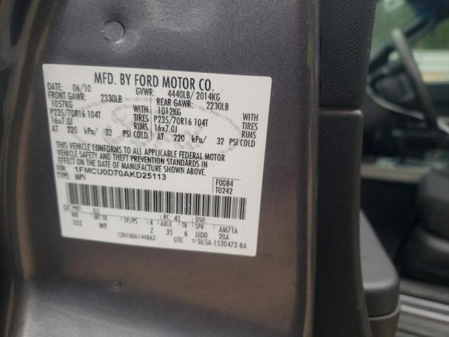 Photo 10 from auction – 2010 FORD ESCAPE XLT with VIN 1FMCU0D70AKD25113