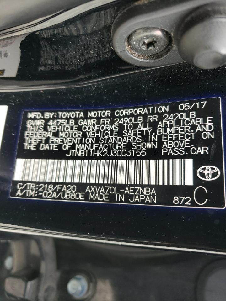 Photo 10 from auction – 2018 TOYOTA CAMRY L with VIN JTNB11HK2J3003155