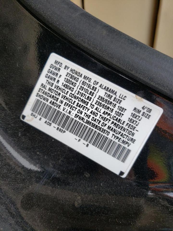 Photo 10 from auction – 2008 HONDA ODYSSEY with VIN 5FNRL38658B063570