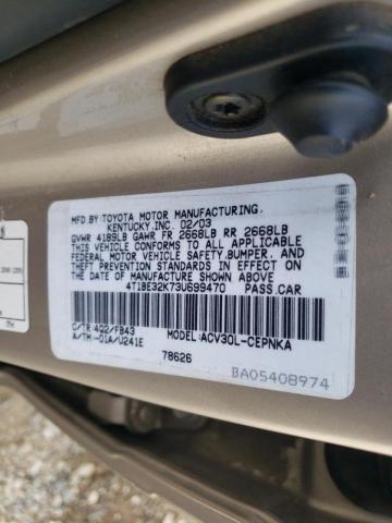 Photo 10 from auction – 2003 TOYOTA CAMRY LE with VIN 4T1BE32K73U699470
