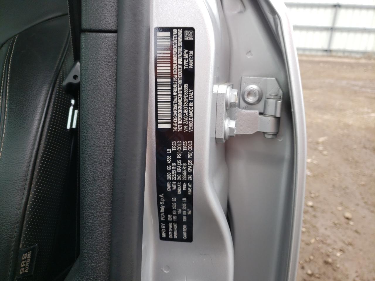 Photo 10 from auction – 2016 JEEP RENEGADE L with VIN ZACCJBDT3GPD35395