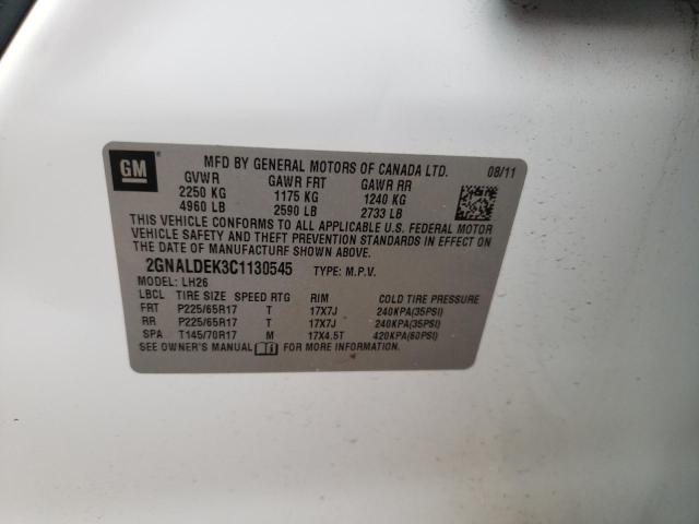 Photo 10 from auction – 2012 CHEVROLET EQUINOX LT with VIN 2GNALDEK3C1130545
