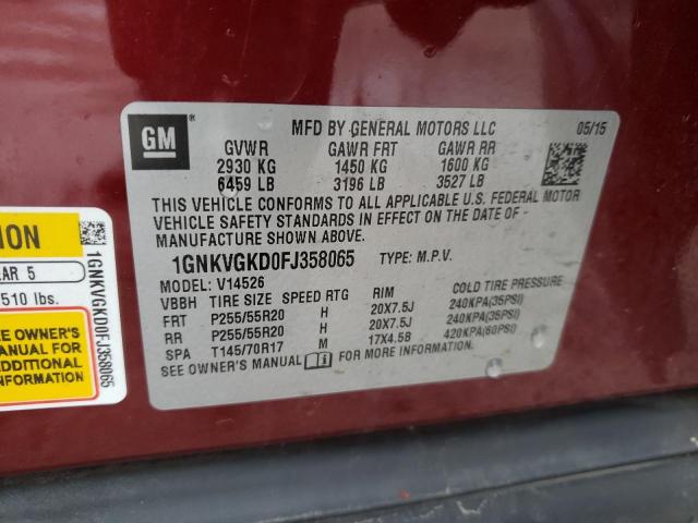 Photo 10 from auction – 2015 CHEVROLET TRAVERSE L with VIN 1GNKVGKD0FJ358065