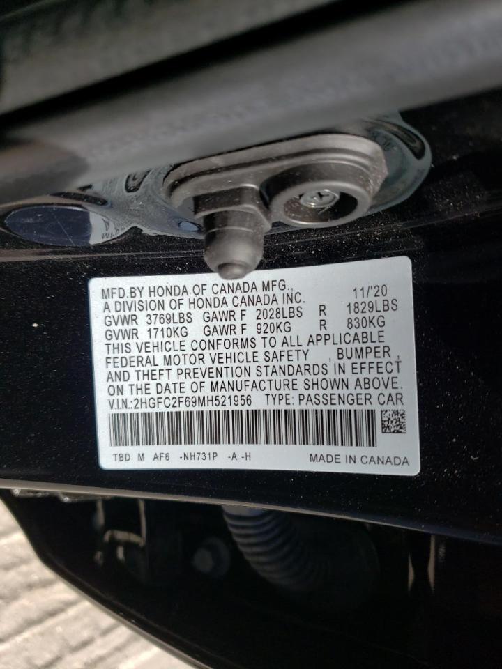 Photo 10 from auction – 2021 HONDA CIVIC LX with VIN 2HGFC2F69MH521956