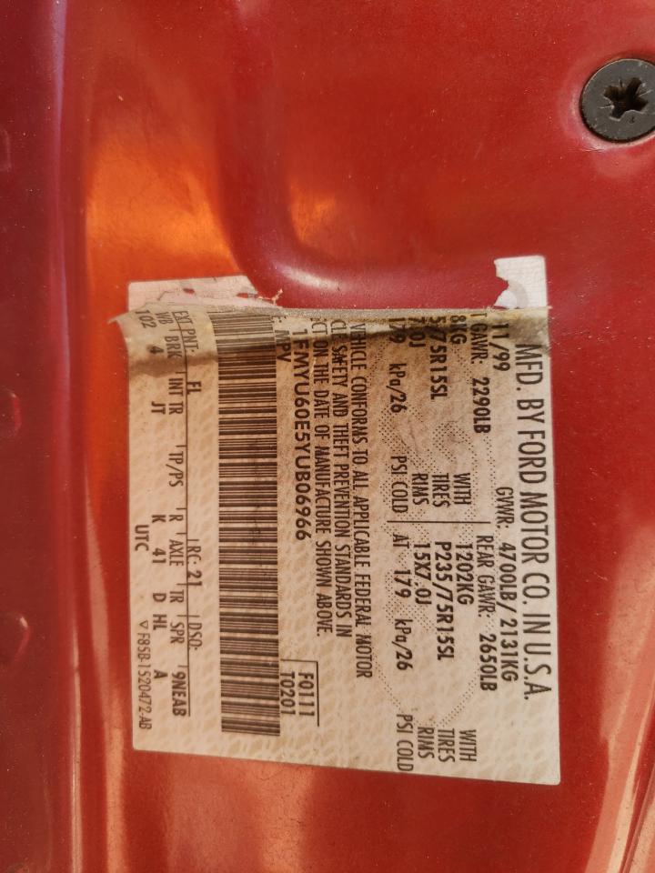 Photo 10 from auction – 2000 FORD EXPLORER S with VIN 1FMYU60E5YUB06966