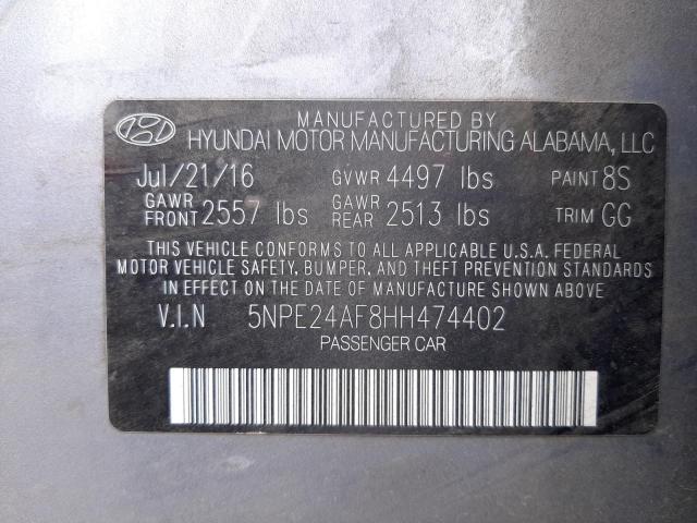 Photo 10 from auction – 2017 HYUNDAI SONATA with VIN 5NPE24AF8HH474402