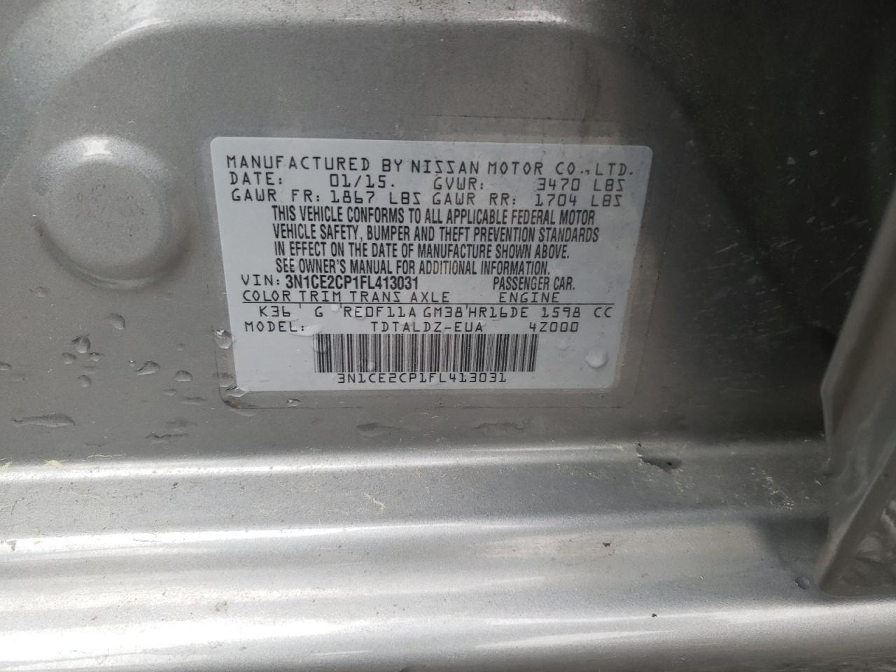Photo 10 from auction – 2015 NISSAN VERSA NOTE with VIN 3N1CE2CP1FL413031