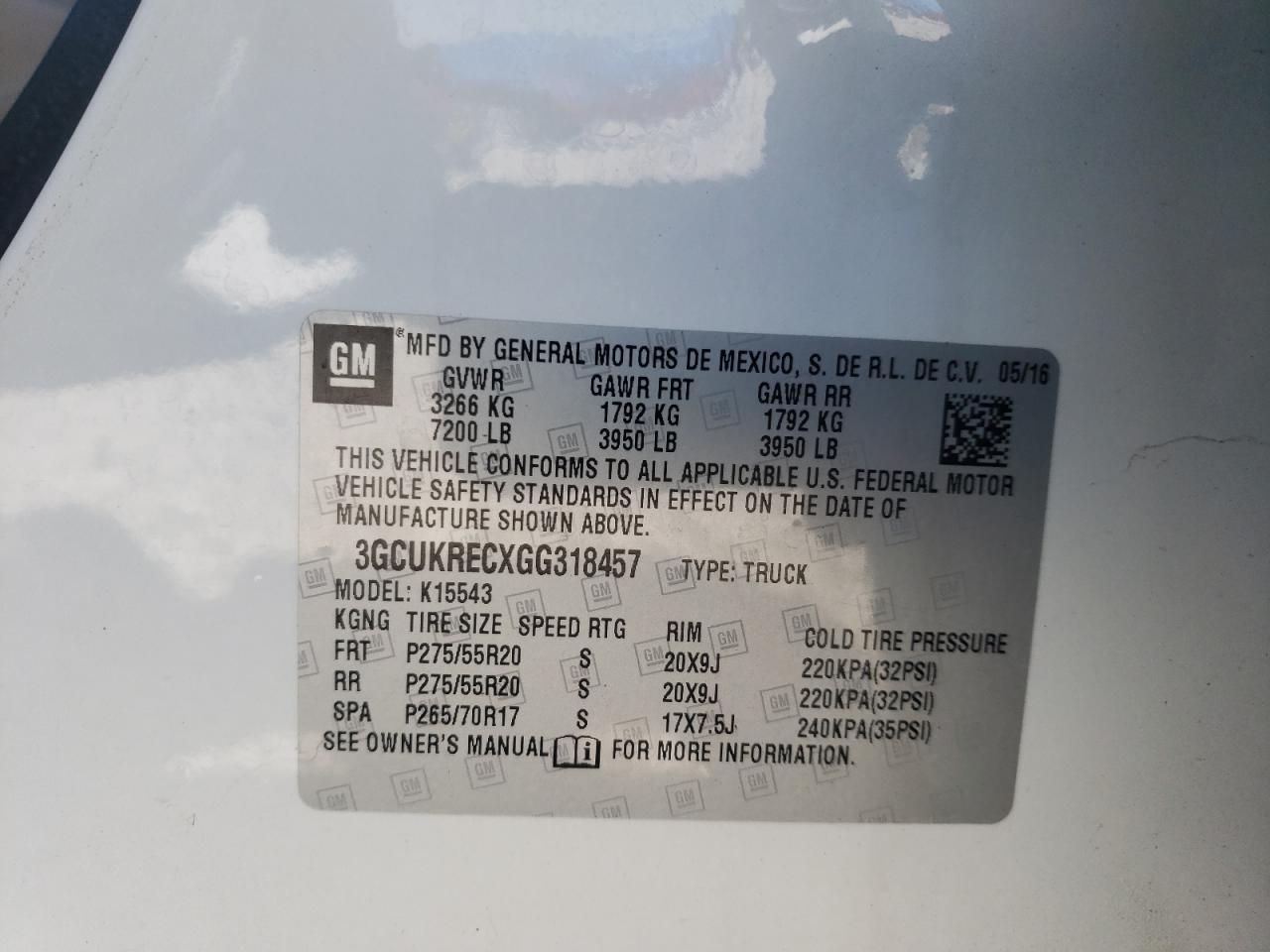Photo 10 from auction – 2016 CHEVROLET SILVERADO with VIN 3GCUKRECXGG318457