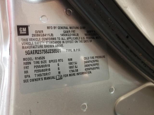 Photo 10 from auction – 2008 BUICK ENCLAVE CX with VIN 5GAER23758J238501