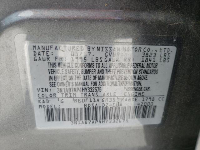 Photo 10 from auction – 2017 NISSAN SENTRA S with VIN 3N1AB7AP4HY332675