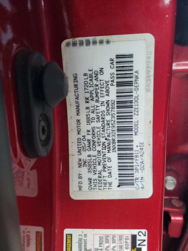 Photo 10 from auction – 2005 TOYOTA COROLLA CE with VIN 1NXBR32E95Z357892