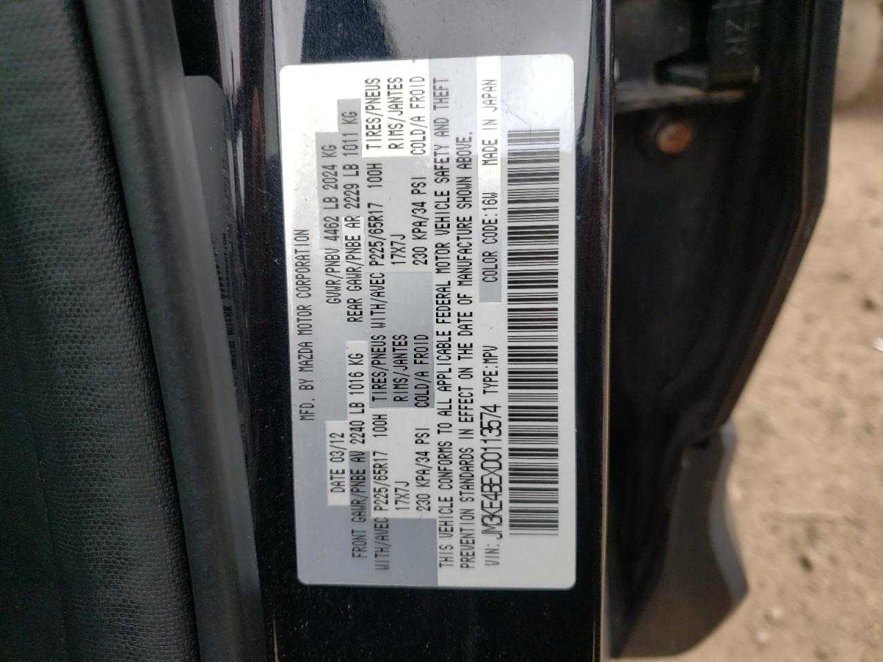 Photo 10 from auction – 2013 MAZDA CX-5 SPORT with VIN JM3KE4BEXD0113574