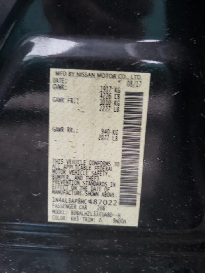 Photo 10 from auction – 2017 NISSAN ALTIMA 2.5 with VIN 1N4AL3AP8HC487022