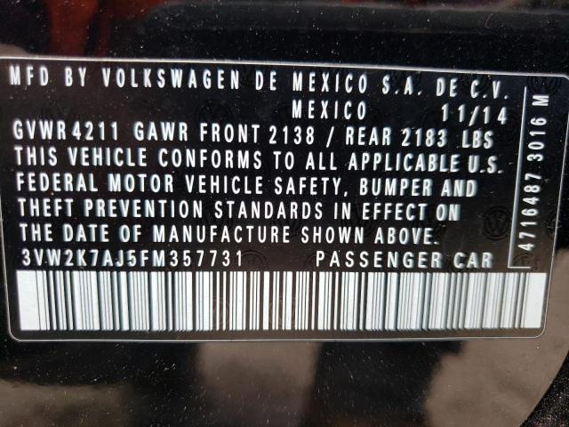 Photo 10 from auction – 2015 VOLKSWAGEN JETTA BASE with VIN 3VW2K7AJ5FM357731