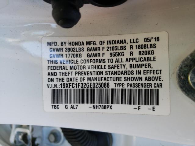 Photo 10 from auction – 2016 HONDA CIVIC EX with VIN 19XFC1F32GE025086