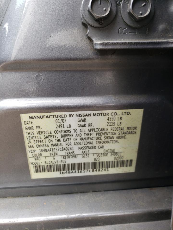 Foto 10 de la subasta – 2007 NISSAN MAXIMA SE con VIN 1N4BA41E57C849241