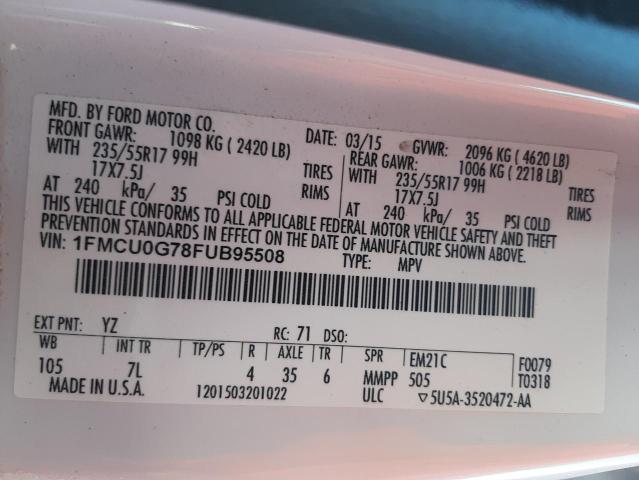Photo 10 from auction – 2015 FORD ESCAPE SE with VIN 1FMCU0G78FUB95508