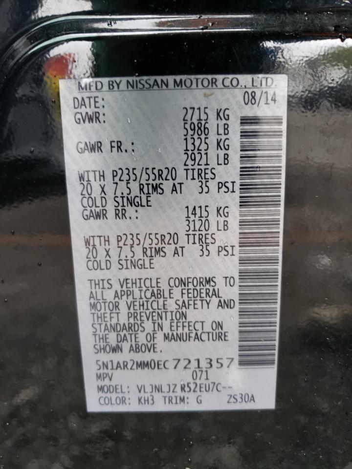 Photo 10 from auction – 2014 NISSAN PATHFINDER with VIN 5N1AR2MM0EC721357