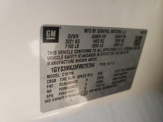 Photo 10 from auction – 2015 CADILLAC ESCALADE with VIN 1GYS3NKJ3FR675794