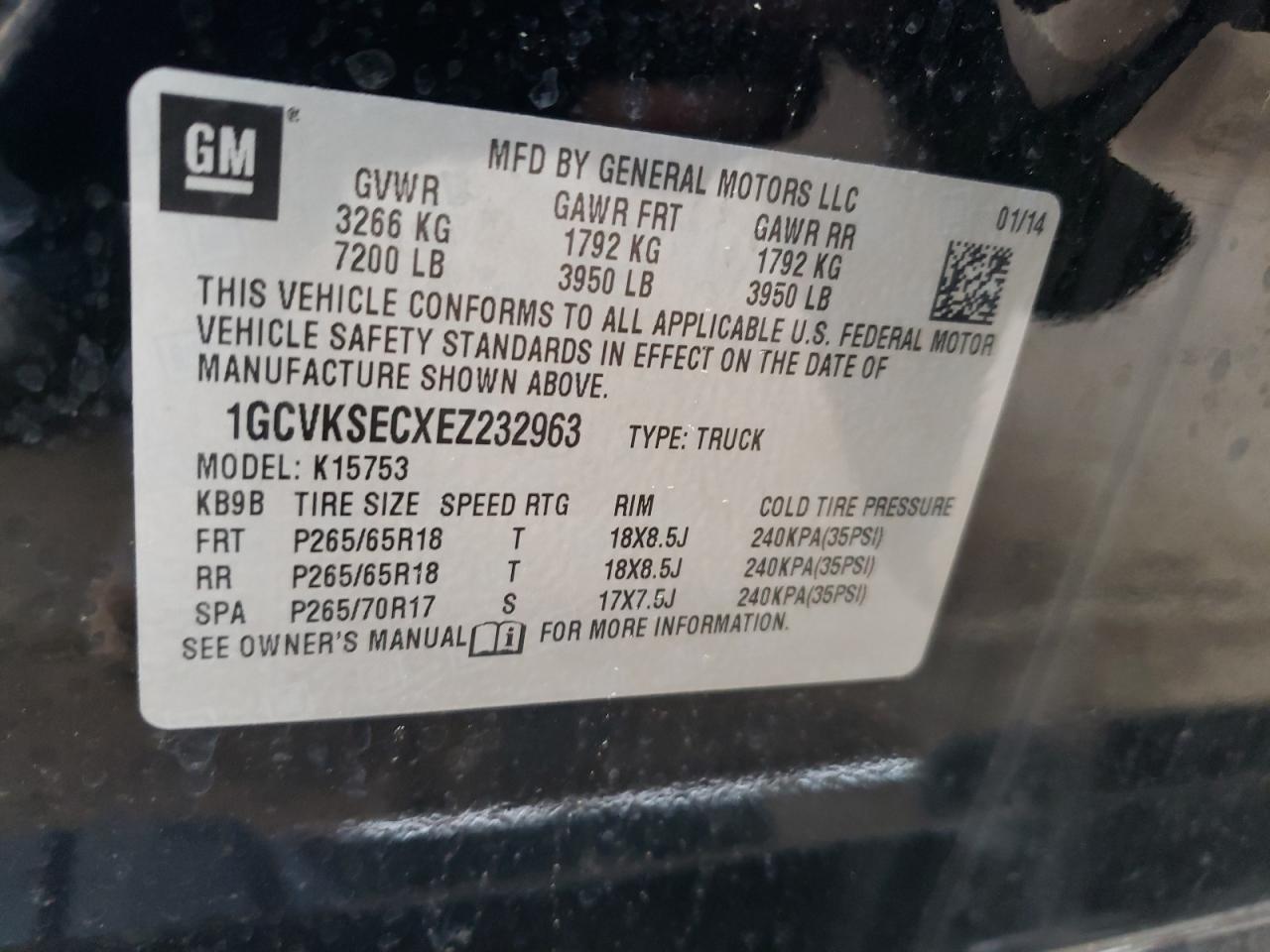 Photo 10 from auction – 2014 CHEVROLET SILVERADO with VIN 1GCVKSECXEZ232963