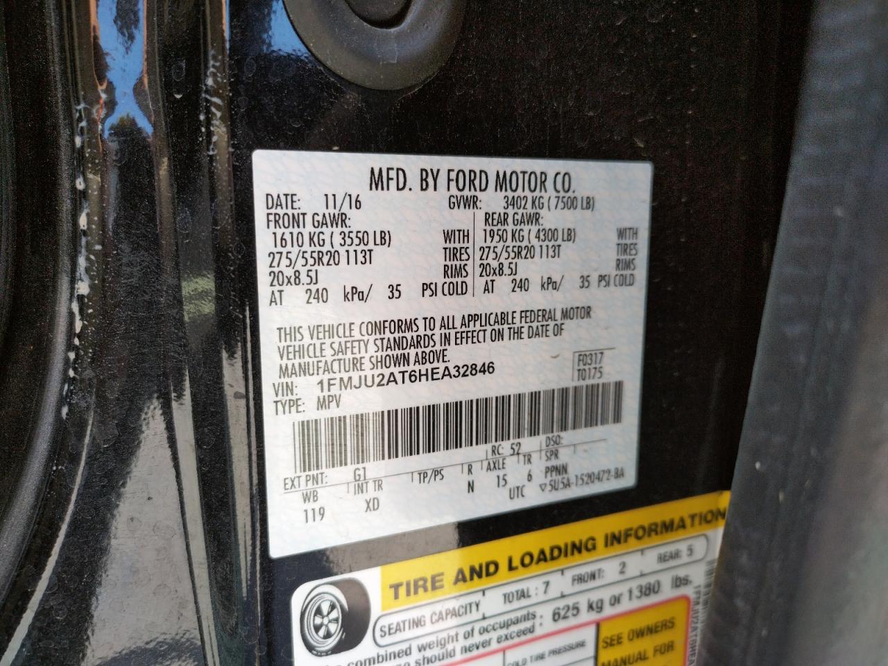 Photo 10 from auction – 2017 FORD EXPEDITION with VIN 1FMJU2AT6HEA32846