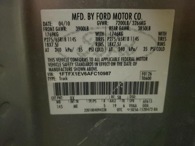 Photo 10 from auction – 2010 FORD F150 SUPER with VIN 1FTFX1EV6AFC10987
