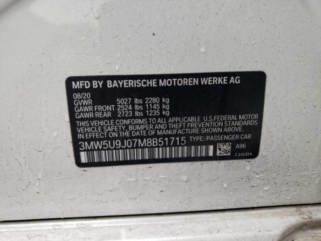 Photo 10 from auction – 2021 BMW M340XI with VIN 3MW5U9J07M8B51715