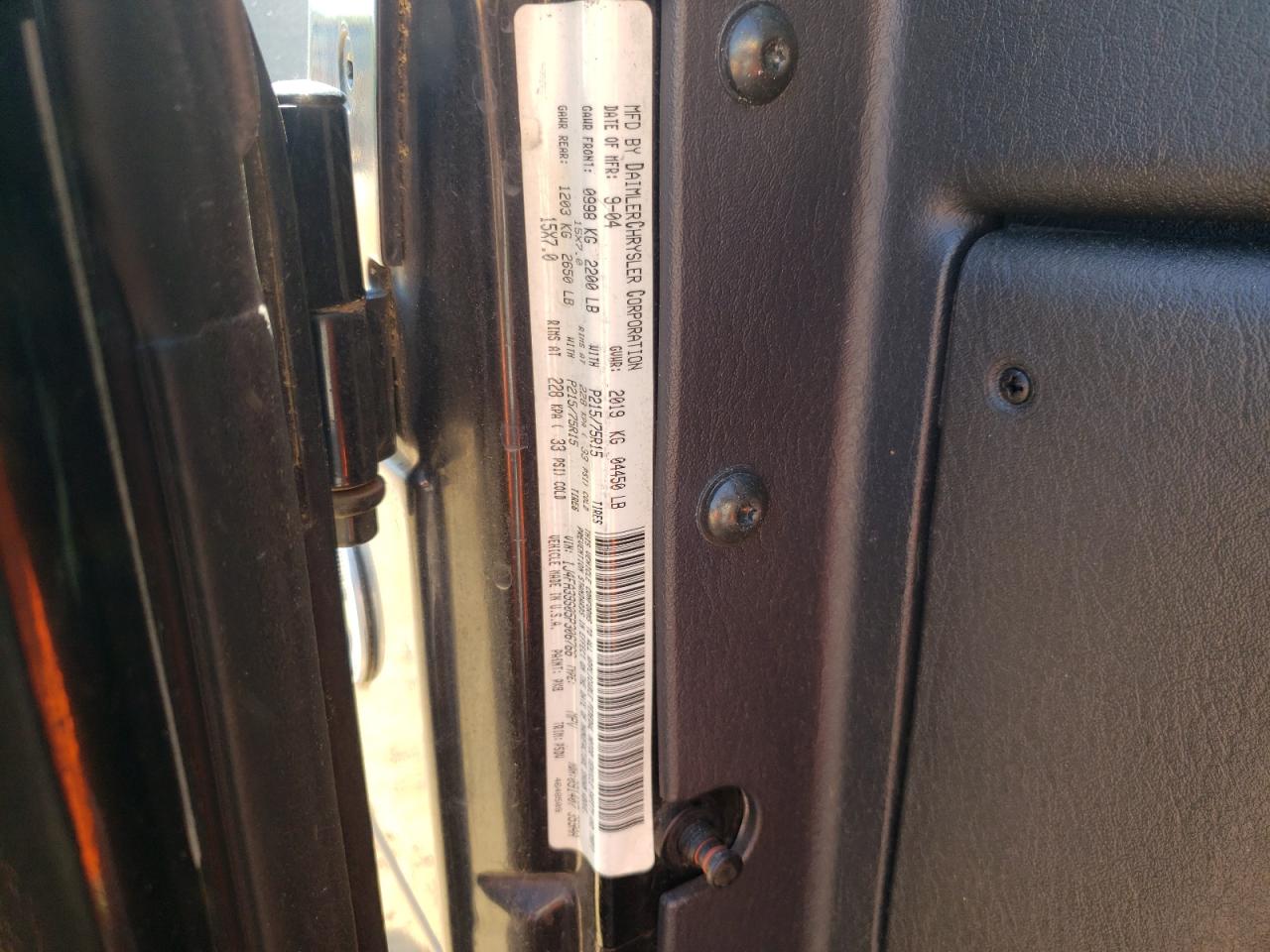 Photo 10 from auction – 2005 JEEP WRANGLER X with VIN 1J4FA39S05P306766