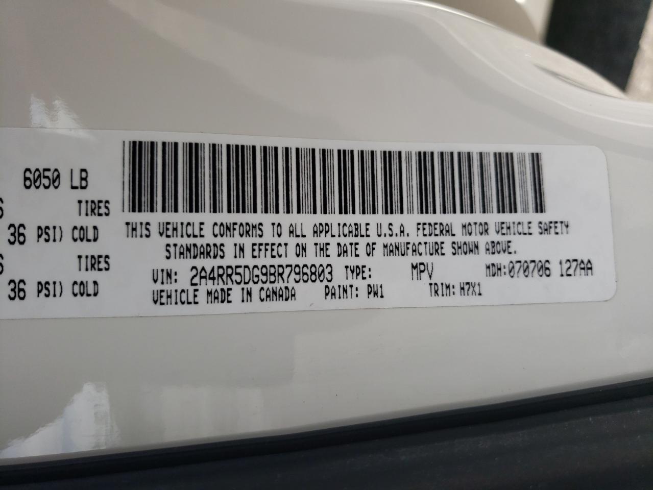 Photo 10 from auction – 2011 CHRYSLER TOWN & COU with VIN 2A4RR5DG9BR796803