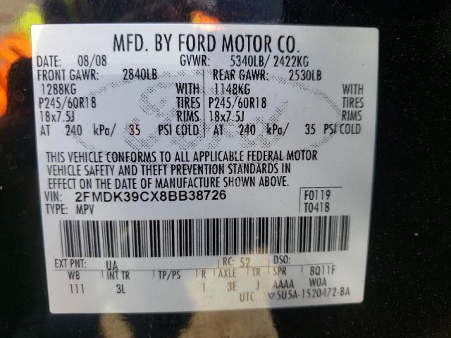 Photo 10 from auction – 2008 FORD EDGE with VIN 2FMDK39CX8BB38726