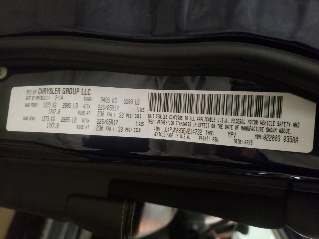 Foto 10 de la subasta – 2014 JEEP CHEROKEE S con VIN 1C4PJMAB3EW214732