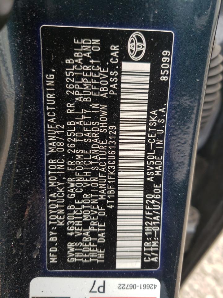 Photo 10 from auction – 2012 TOYOTA CAMRY BASE with VIN 4T1BF1FK3CU613129