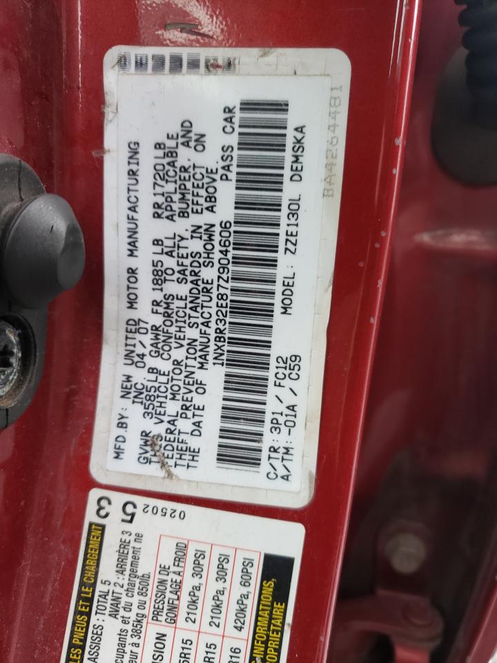 Photo 10 from auction – 2007 TOYOTA COROLLA CE with VIN 1NXBR32E87Z904606