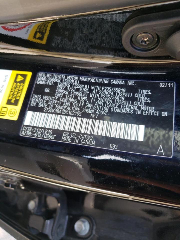 Photo 10 from auction – 2011 LEXUS RX 350 with VIN 2T2BK1BA1BC103205