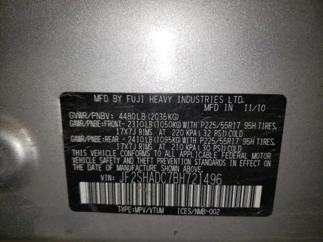 Photo 10 from auction – 2011 SUBARU FORESTER 2 with VIN JF2SHADC7BH721496