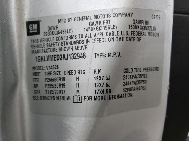 Photo 10 from auction – 2010 GMC ACADIA SLT with VIN 1GKLVMED3AJ132946