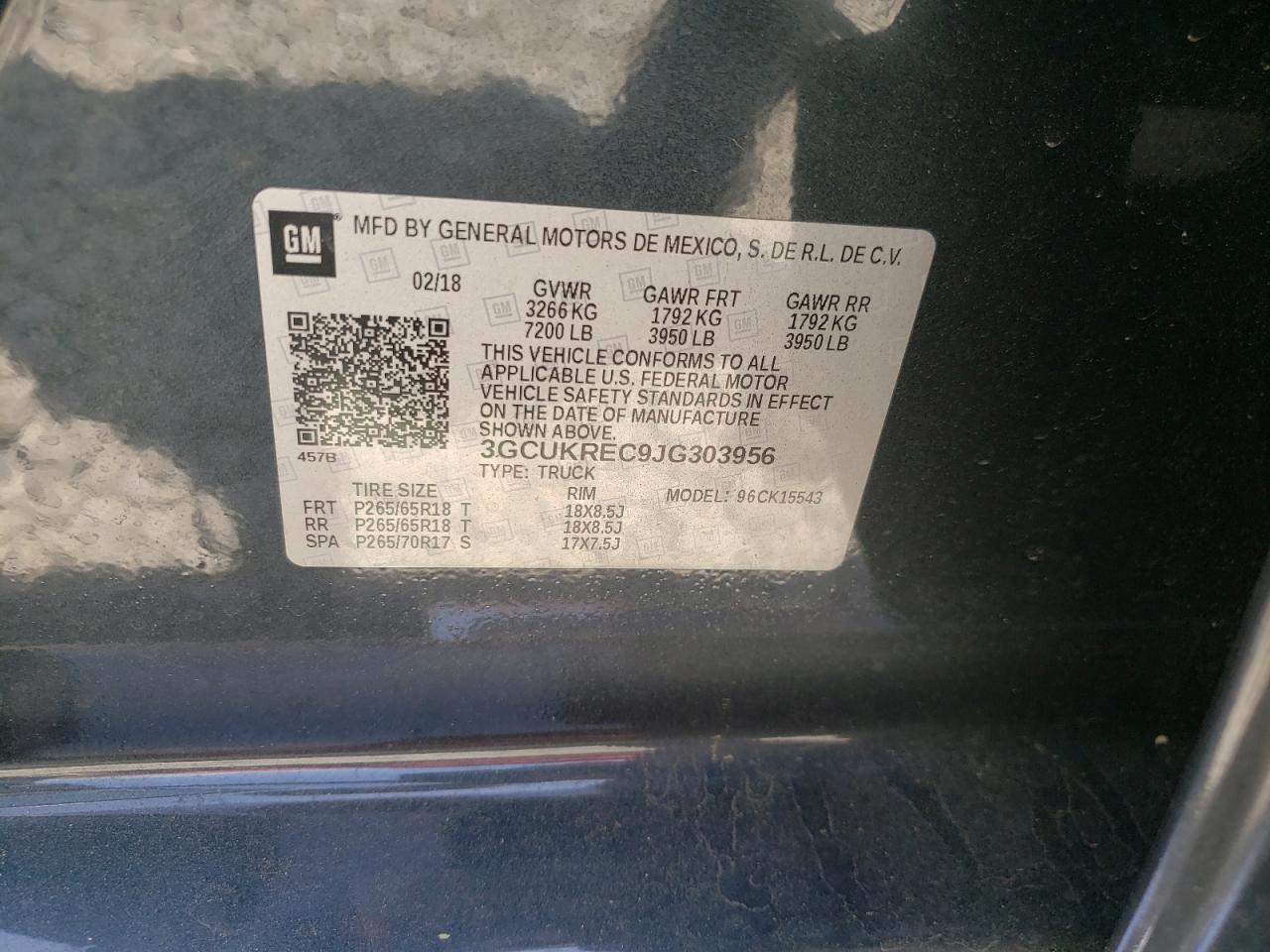 Photo 10 from auction – 2018 CHEVROLET SILVERADO with VIN 3GCUKREC9JG303956