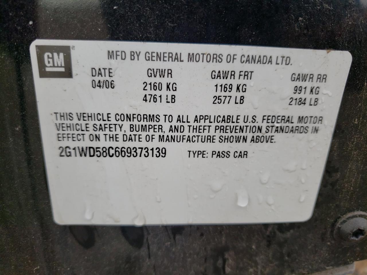 Photo 11 from auction – 2006 CHEVROLET IMPALA SUP with VIN 2G1WD58C669373139