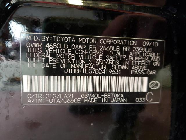 Photo 10 from auction – 2011 LEXUS ES 350 with VIN JTHBK1EG7B2419631