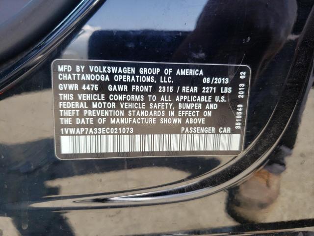 Photo 10 from auction – 2014 VOLKSWAGEN PASSAT S with VIN 1VWAP7A33EC021073