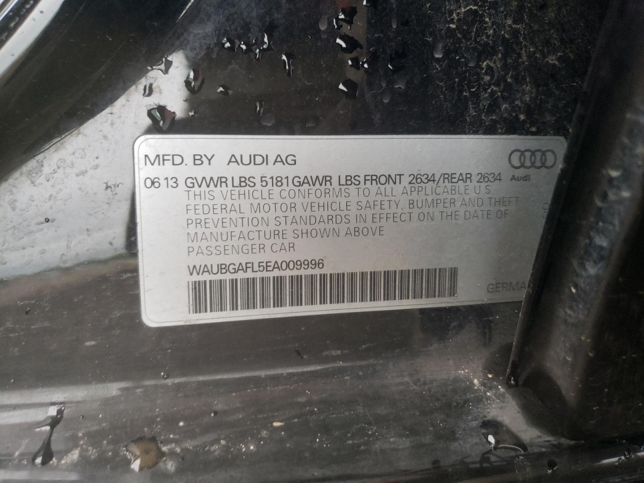 Photo 10 from auction – 2014 AUDI S4 PREMIUM with VIN WAUBGAFL5EA009996
