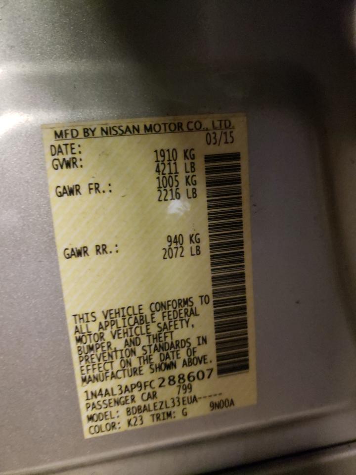 Photo 10 from auction – 2015 NISSAN ALTIMA with VIN 1N4AL3AP9FC288607
