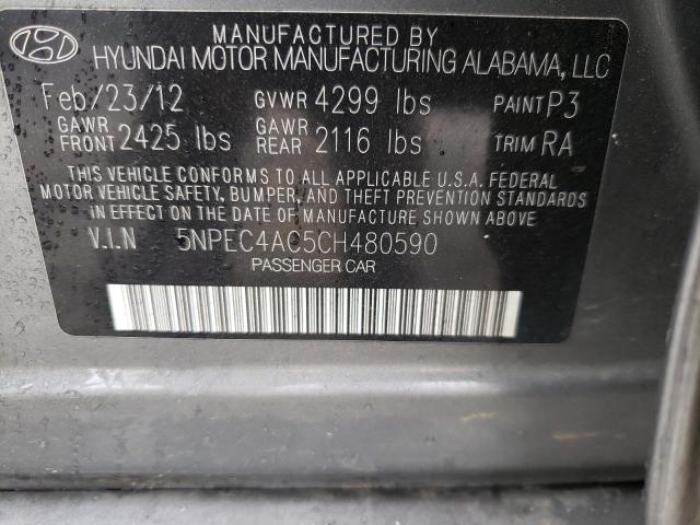 Photo 10 from auction – 2012 HYUNDAI SONATA SE with VIN 5NPEC4AC5CH480590