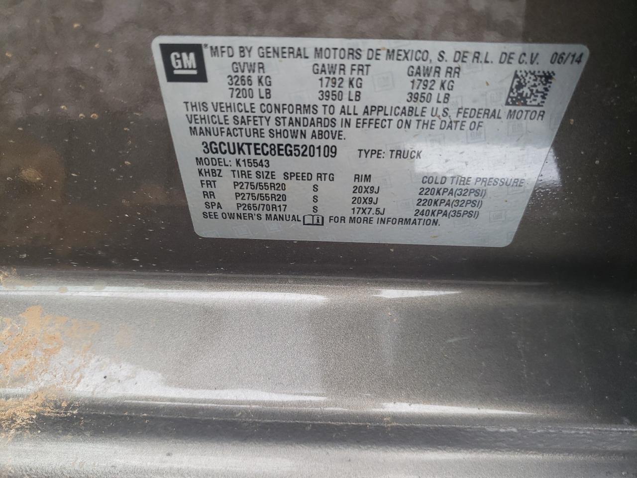 Photo 10 from auction – 2014 CHEVROLET SILVERADO with VIN 3GCUKTEC8EG520109