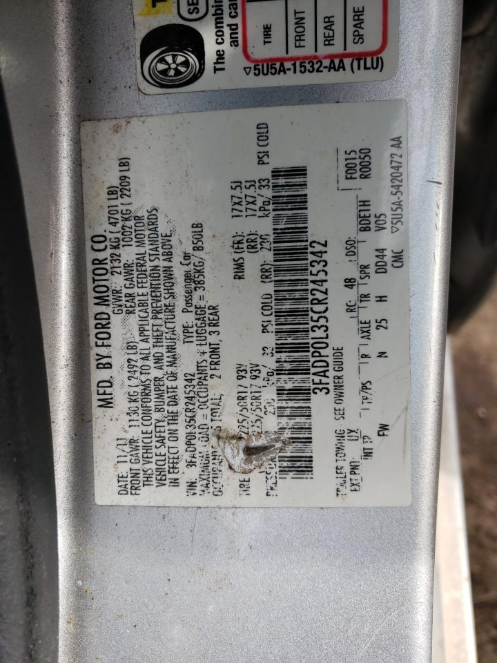 Photo 10 from auction – 2012 FORD FUSION HYB with VIN 3FADP0L35CR245342