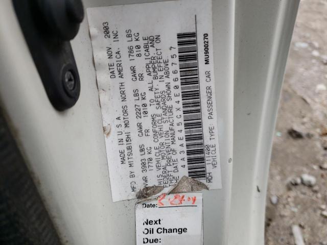 Photo 10 from auction – 2004 MITSUBISHI ECLIPSE SP with VIN 4A3AE45GX4E066757
