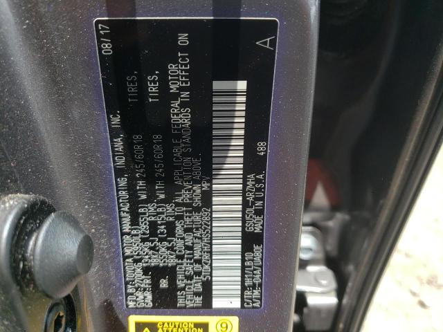 Photo 10 from auction – 2017 TOYOTA HIGHLANDER with VIN 5TDKZRFH7HS522892