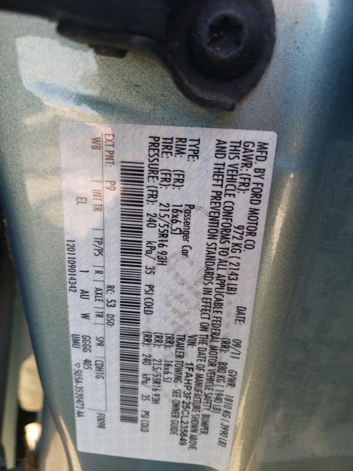 Photo 10 from auction – 2012 FORD FOCUS SE with VIN 1FAHP3F25CL235849