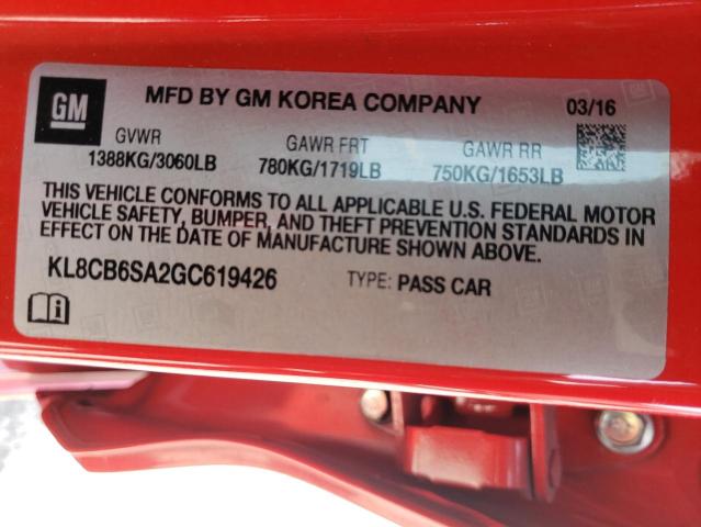 Photo 10 from auction – 2016 CHEVROLET SPARK LS with VIN KL8CB6SA2GC619426
