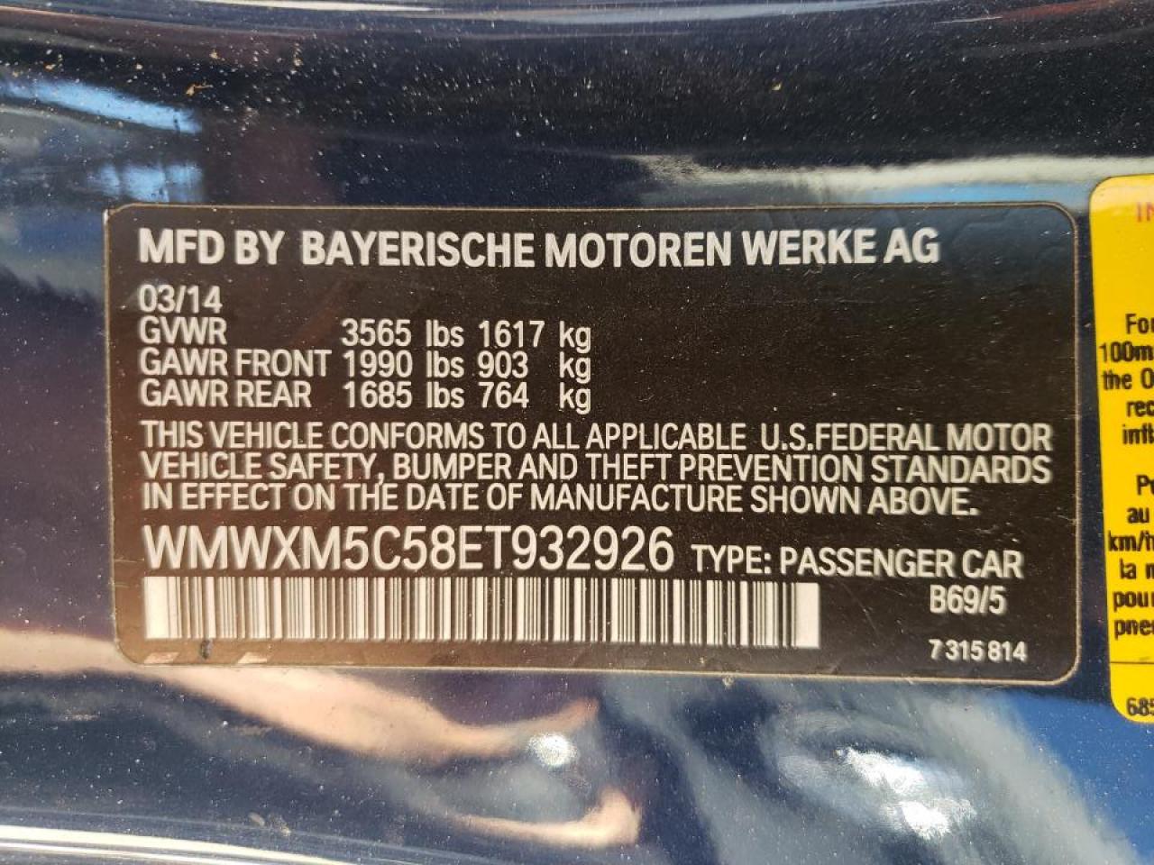 Photo 10 from auction – 2014 MINI COOPER with VIN WMWXM5C58ET932926